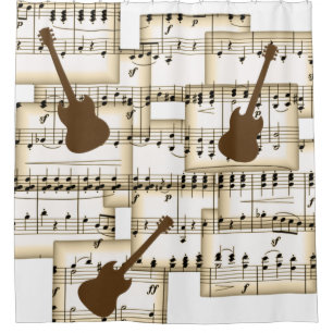 Cortina De Ducha fondo de guitarra de papel de música