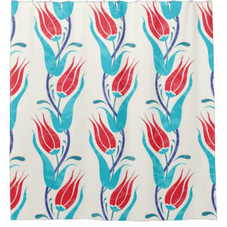 Cortina De Ducha Fondo de los tulipanes. Motif turco tradicional. c