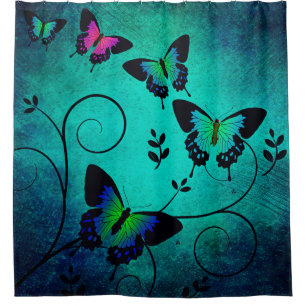 Cortina De Ducha Fondo de mariposas de textura