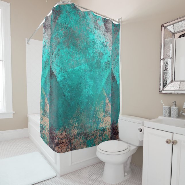 Cortina De Ducha fondo de textura verde azulada turquesa abstracta (In situ)