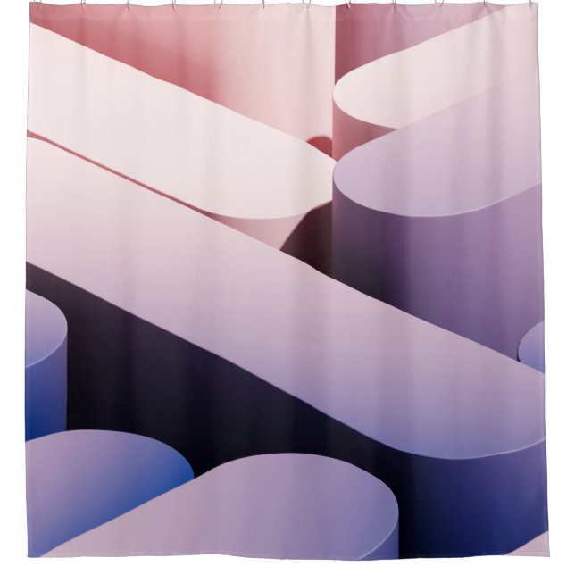 Cortina De Ducha Fondo mínimo de simulación abstracta. Azul y rosa  (Anverso)