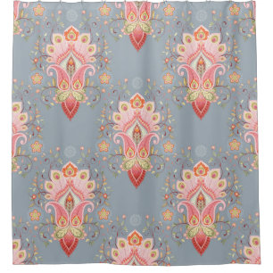 Cortina De Ducha Fondo oriental sin soldadura con flor de paisley a