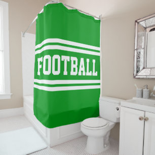 Cortina De Ducha FOOTBALL Bandas de Carreras blanca verde brillante