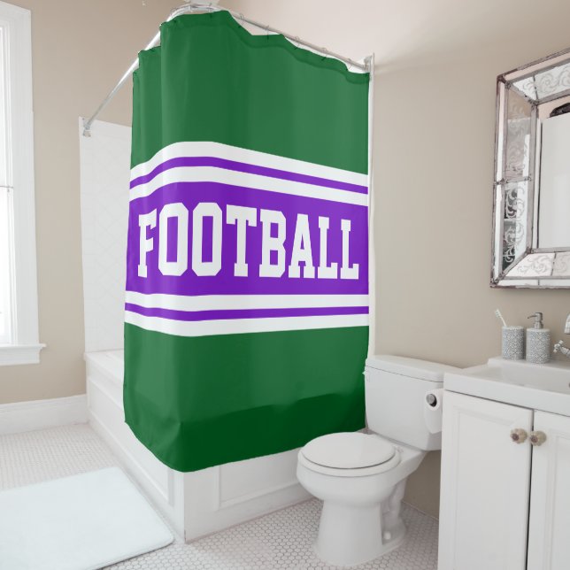Cortina De Ducha FOOTBALL Brillante Carreras Verde Púrpura (In situ)