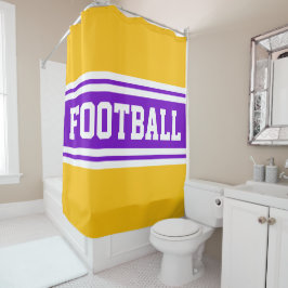 Cortina De Ducha FOOTBALL Luminoso Naranja blanco morado franjas de