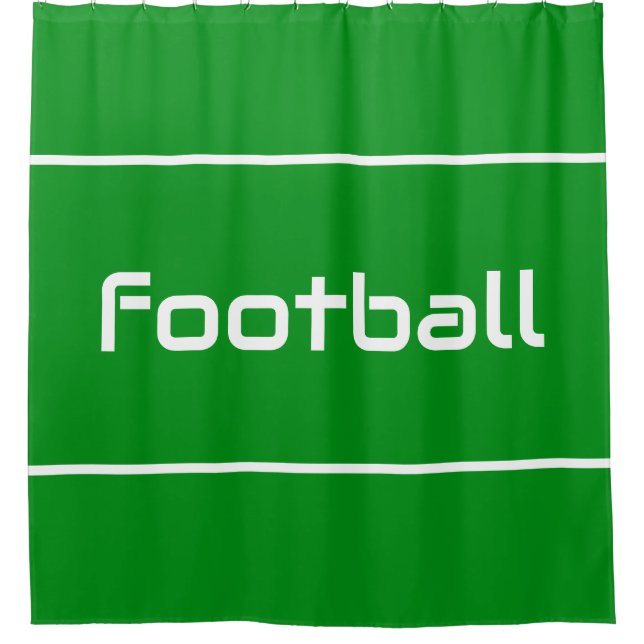 Cortina De Ducha FOOTBALL Modern White Text Stripes On Bright Green (Anverso)