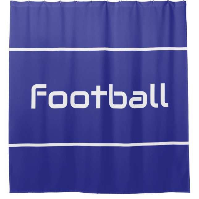 Cortina De Ducha FOOTBALL Modern White Text Stripes On Deep Blue (Anverso)