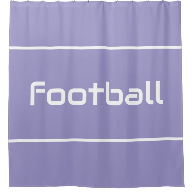 Cortina De Ducha FOOTBALL Modern White Text Stripes On Light Purple (Anverso)
