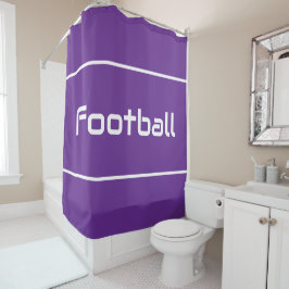 Cortina De Ducha FOOTBALL Modern White Text Stripes On Royal Purple