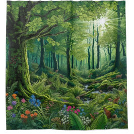 Cortina de ducha forestal encantada