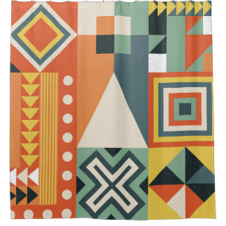Cortina De Ducha Formas geométricas, fondo simple plano.