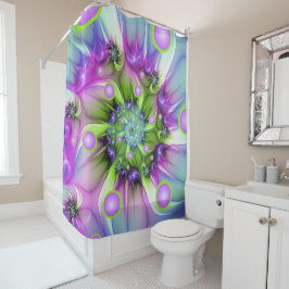 Cortina De Ducha Formas redondeadas en espiral coloridas Resumen de