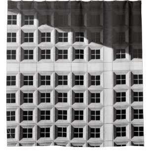 CORTINA DE DUCHA FOTOGRAFÍA ARQUITECTURAL DEL EDIFICIO BLANCO