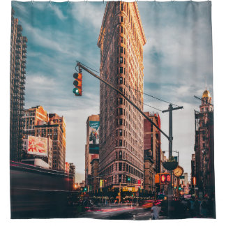 CORTINA DE DUCHA FOTOGRAFÍA ARQUITECTURAL DEL EDIFICIO MARRÓN