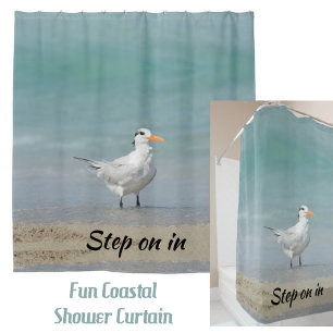 Cortina De Ducha Fotografía de la playa costera de Royal Tern Seabi
