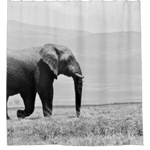 CORTINA DE DUCHA FOTOGRAFÍA GRAYSCALE DE ELEFANTE