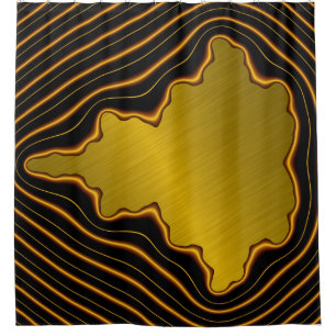 Cortina De Ducha Fractal De Mandelbrot De Oro Negro Con Gradiente D