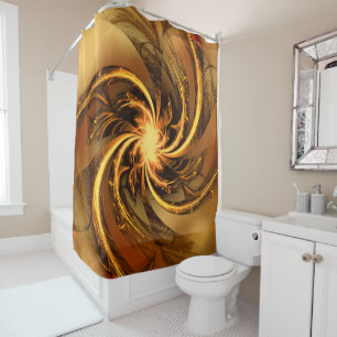 Cortina de ducha Fractal Twist Amarillo brillante