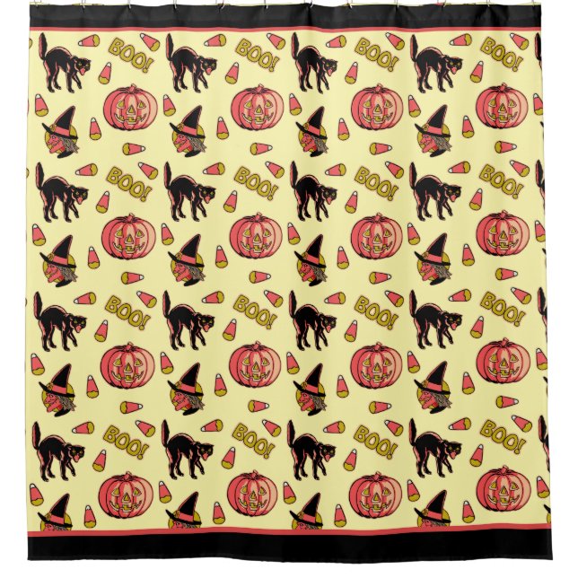 Cortina De Ducha Fraidy Cat Retro Halloween (Anverso)
