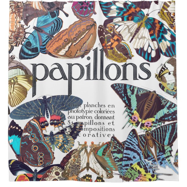 Cortina de ducha francesa de las mariposas de (Anverso)