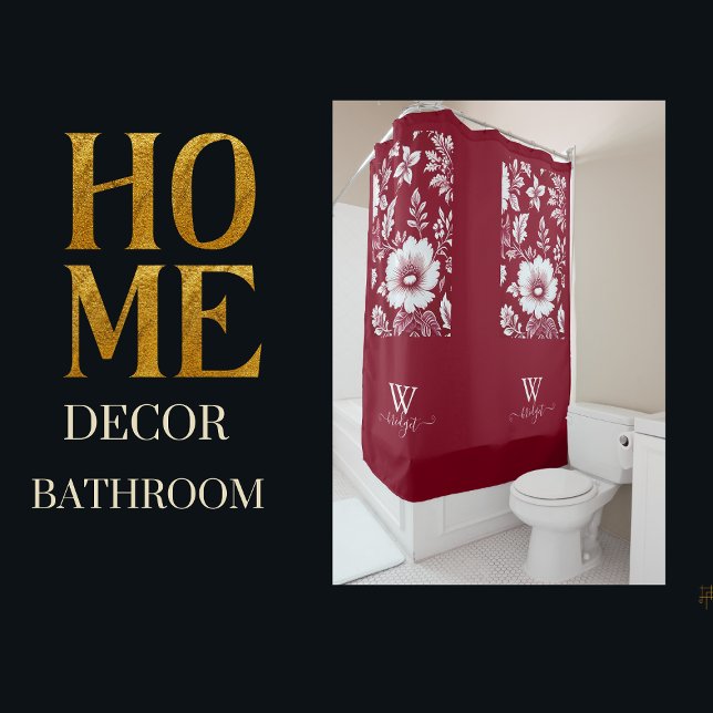 Cortina De Ducha franco rojo y blanco Elegante Chinoiserie (Subido por el creador)