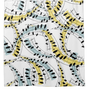 Cortina De Ducha Frases Musicales: Alegre Fondo Blanco.