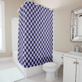 Cortina De Ducha French lilac checkerboard pattern