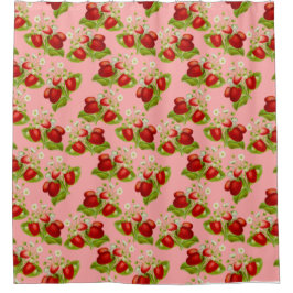 Cortina De Ducha fresas de fresa rosa de cottagecore vintage