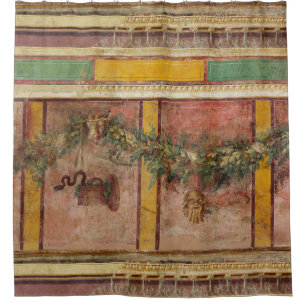 CORTINA DE DUCHA FRESCO ROMANO ANTIGUO, MÁSCARA DE SÁTIRO, GUIRNALD