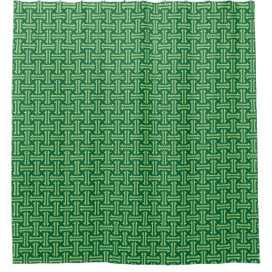 Cortina De Ducha Fret chino Art Deco, verde jade