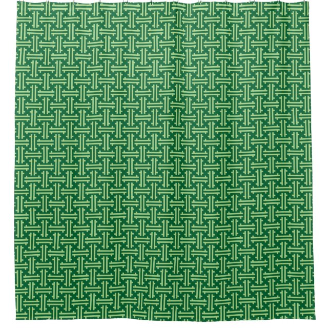 Cortina De Ducha Fret chino Art Deco, verde jade (Anverso)