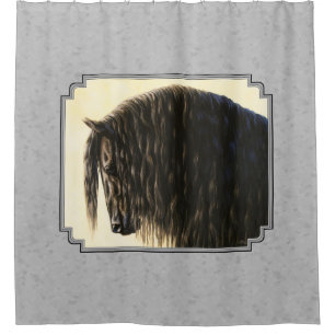 Cortina De Ducha Friesian Draft Horse Silver Gray