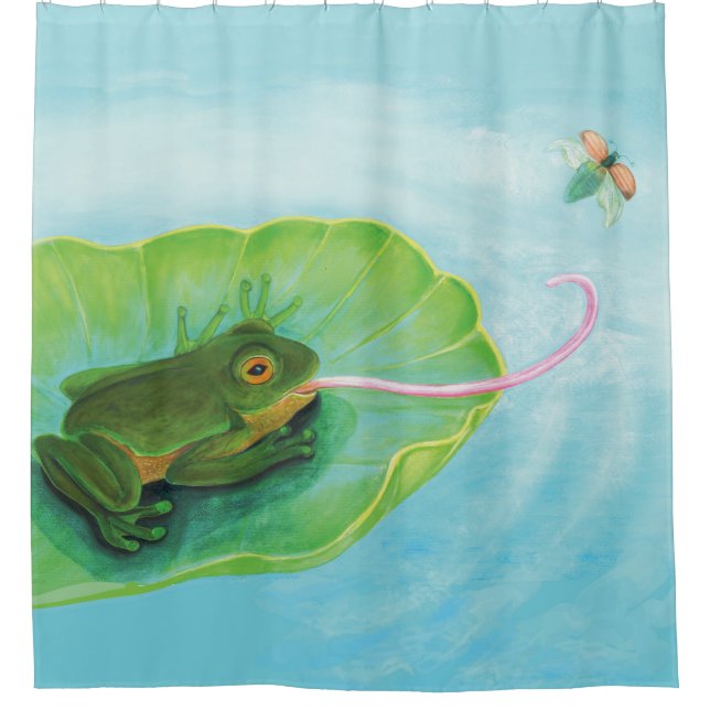 Cortina De Ducha Frog Catating Bug (Anverso)