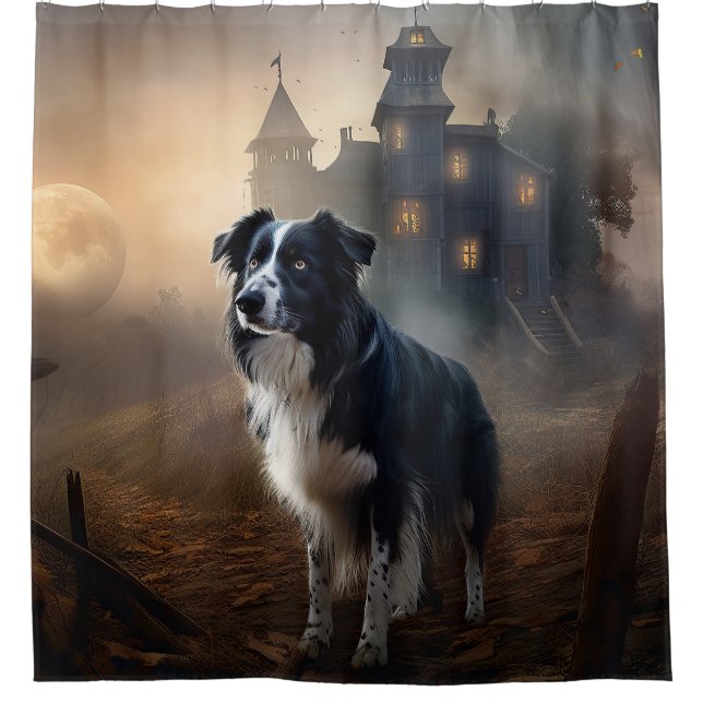 Cortina De Ducha Frontera Collie Halloween Scary (Anverso)