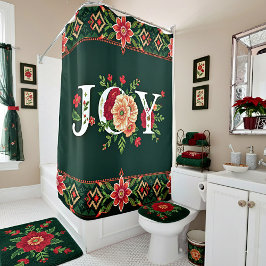 Cortina De Ducha frontera floral de JOY navidad