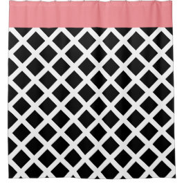 Cortina De Ducha Frontera rosada negra y blanca retra del tablero
