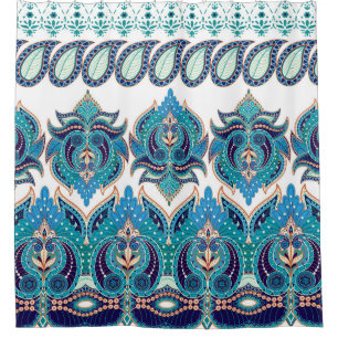 Cortina De Ducha Fronteras Ornate Floral: Diseño de Paisley Vintage