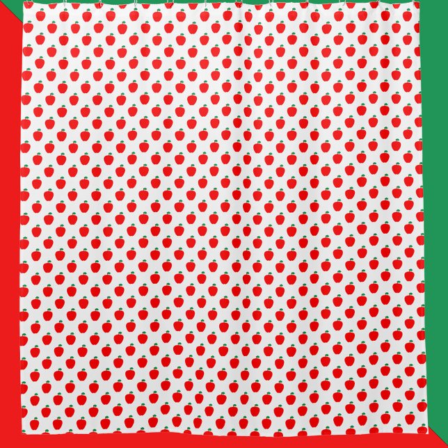Cortina De Ducha Fruta roja del patrón de Apple (A shower curtain with a pattern of red apples.)