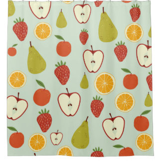 Cortina De Ducha Frutas frescas en un patrón de repetición sin fisu
