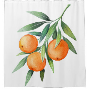 Cortina De Ducha Frutas Naranjas acuáticas: Ramas aisladas.