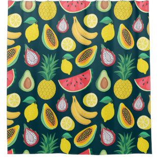 Cortina De Ducha Frutas tropicales Vintage Pattern Bliss