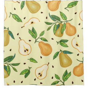 Cortina De Ducha Frutos del oído amarillo: Ilustracion vintage.