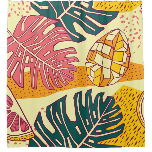 Cortina De Ducha Frutos tropicales, diseño de patrones (Anverso)