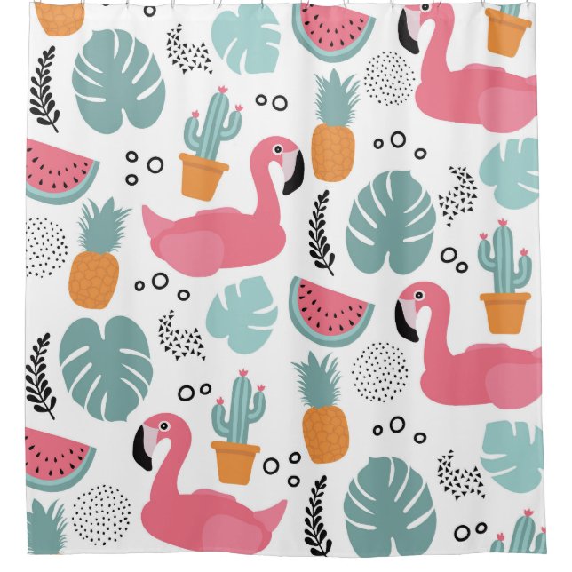 Cortina De Ducha Frutos tropicales: patrón de repetición. (Anverso)