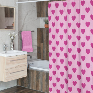 Cortina De Ducha Fuchsia Heart Pattern Pink Preppy y2k