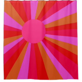 Cortina De Ducha Fuchsia Sunrise Sunburst Minimalista Resumen
