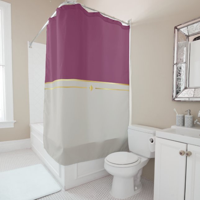 Cortina De Ducha Fuchsia & Taupe Haven (In situ)