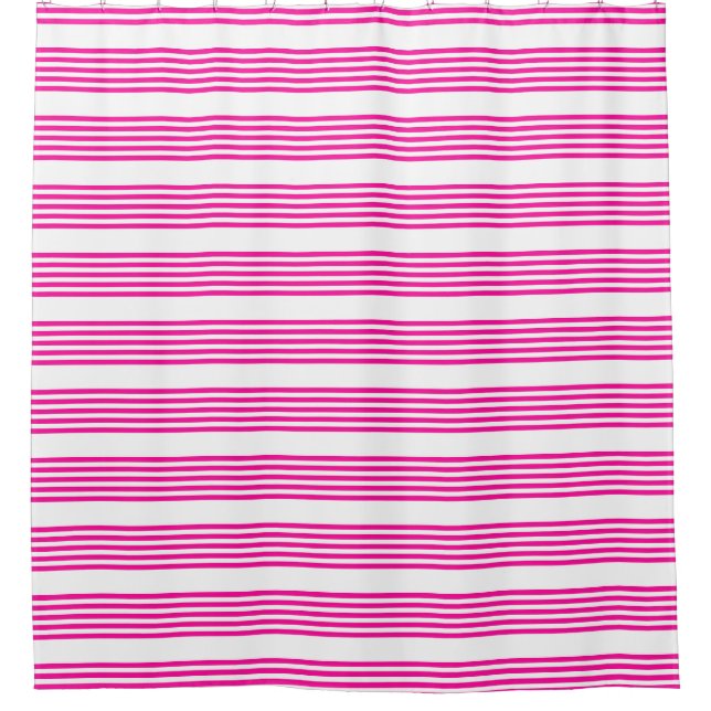 Cortina De Ducha Fuchsia y cinco rayas blancas (Anverso)
