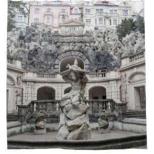 Cortina De Ducha Fuente con estatua de Neptuno en Praga