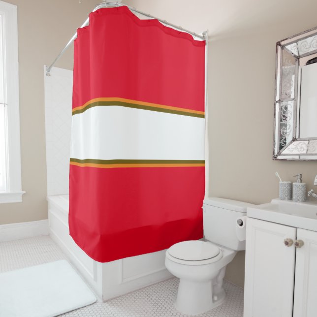 Cortina De Ducha Fun 700 Naranja rojo brillante franjas de Carreras (In situ)